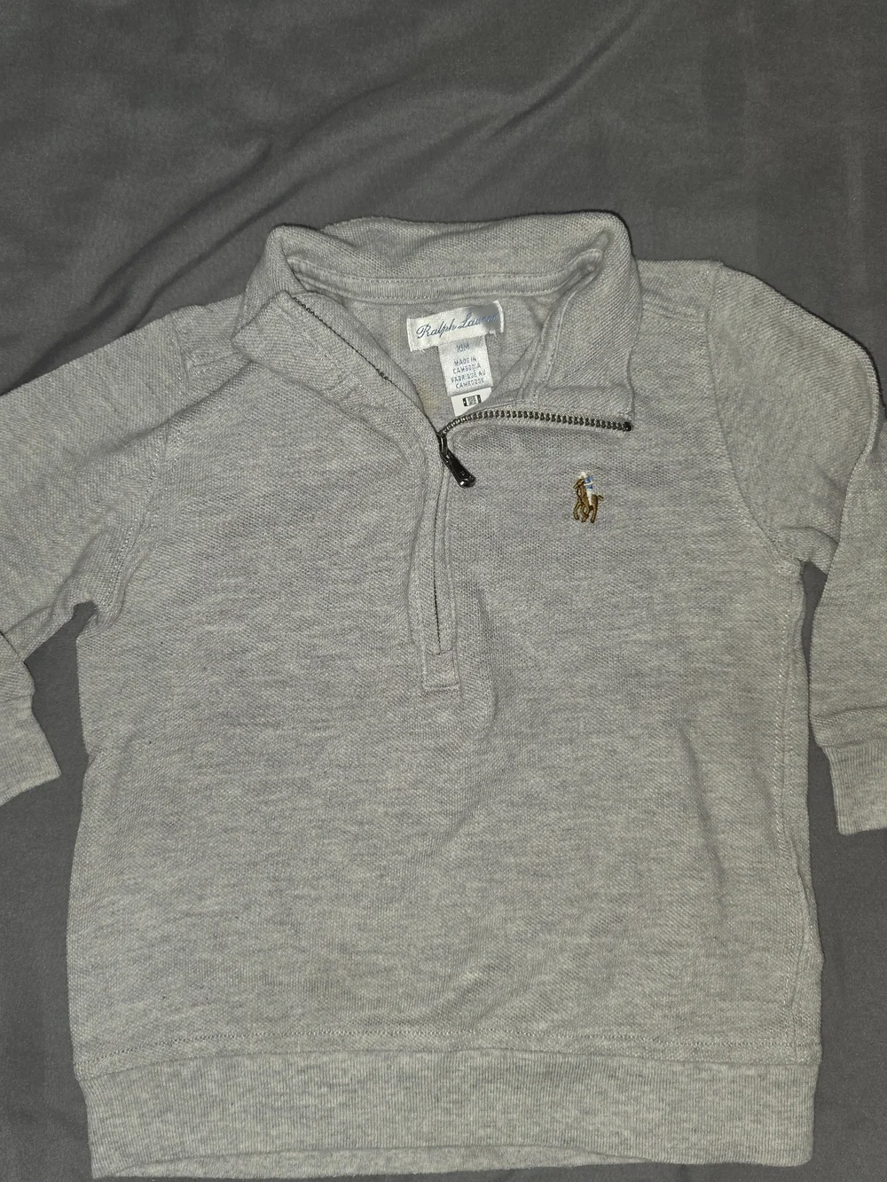Ralph Lauren Light Heather Gray Quarter-Zip Pullover with Pony